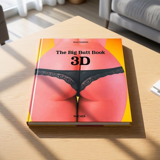 Hardcover book cover showing a 3D graphic of buttocks in black lace on a yellow background.