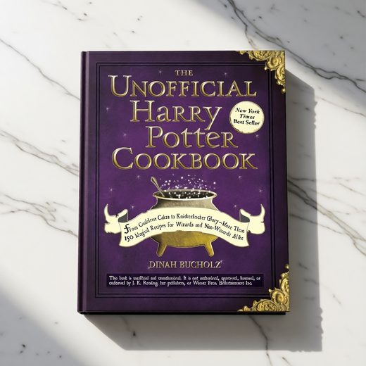 Unofficial Harry Potter Cookbook with dark purple cover and gold lettering for magical recipes.