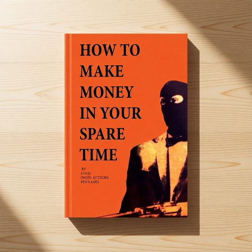 Bright orange book cover showing a shadowy figure and the title "How to Make Money in Your Spare Time.