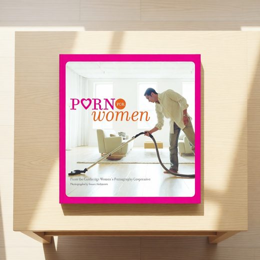 Pink book cover displaying a man with a hose, titled "Porn for women" in stylized text.